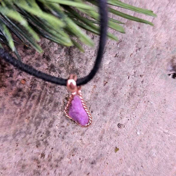 Nature Purple Sugilite Raw Stone S925 Pendant Necklace - Picture 4 of 10